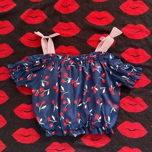 Tralala Japan Liz Lisa Cherry off the shoulder bow strap top S
